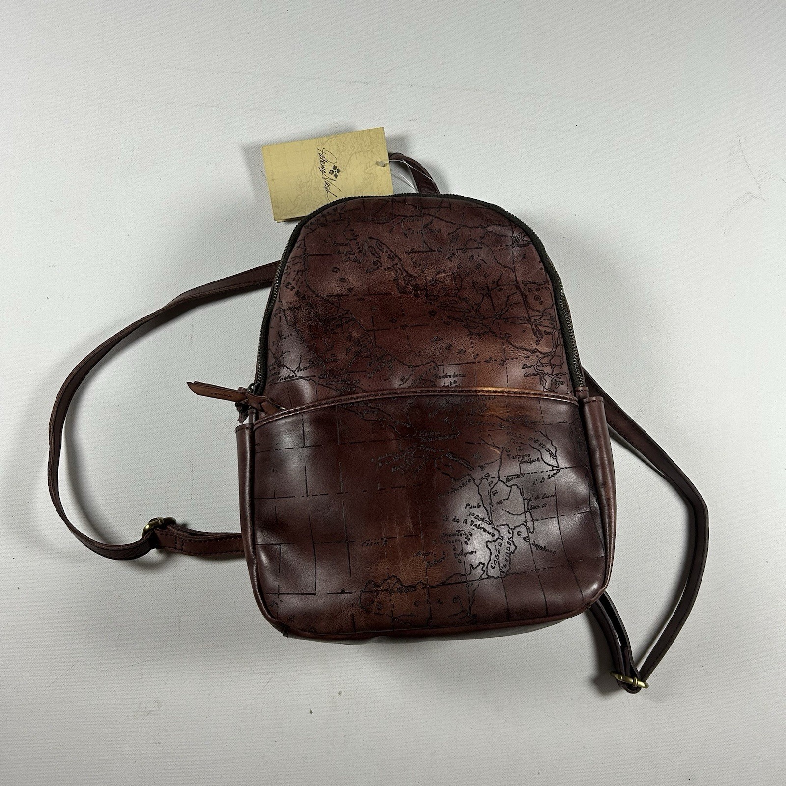 NWT Patricia Nash ITALIAN Leather Map Countries Western Backpack + Dust bag