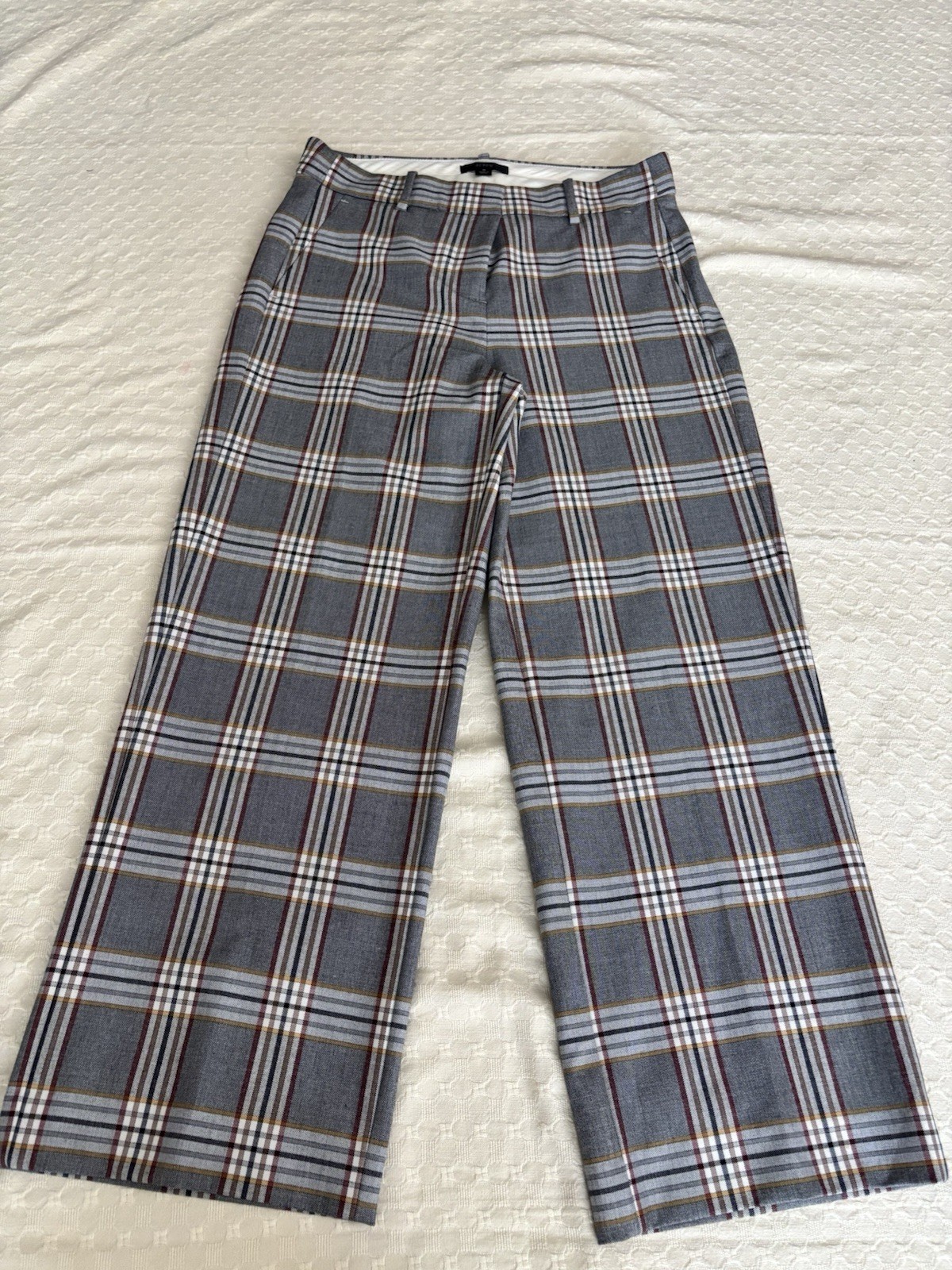 J.Crew Plaid Cropped Trousers Size 6 Gray Office Academia Minimalist Chic