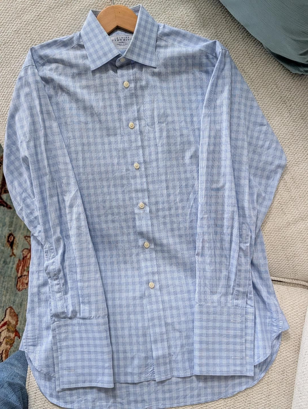 Charles Tyrwhitt Mens Dress Shirt Check Blue white 15 1/2 /33 39/84 cm