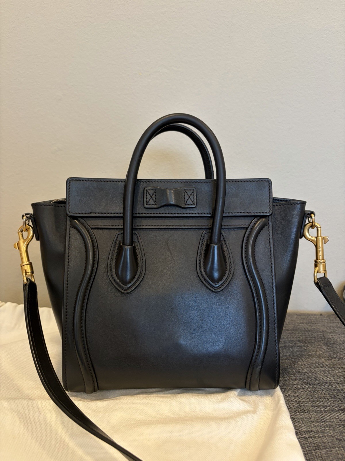 CELINE Black Nano Top Handle Bag