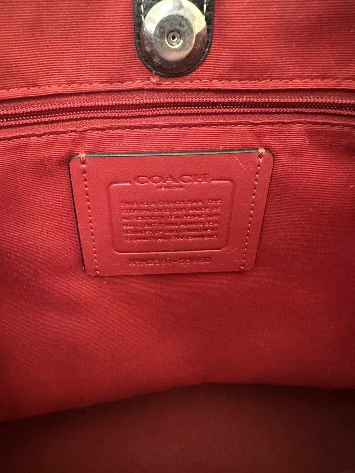 Authentic COACH Derby Tote in Black Pebbled Leather – Oxblood Red