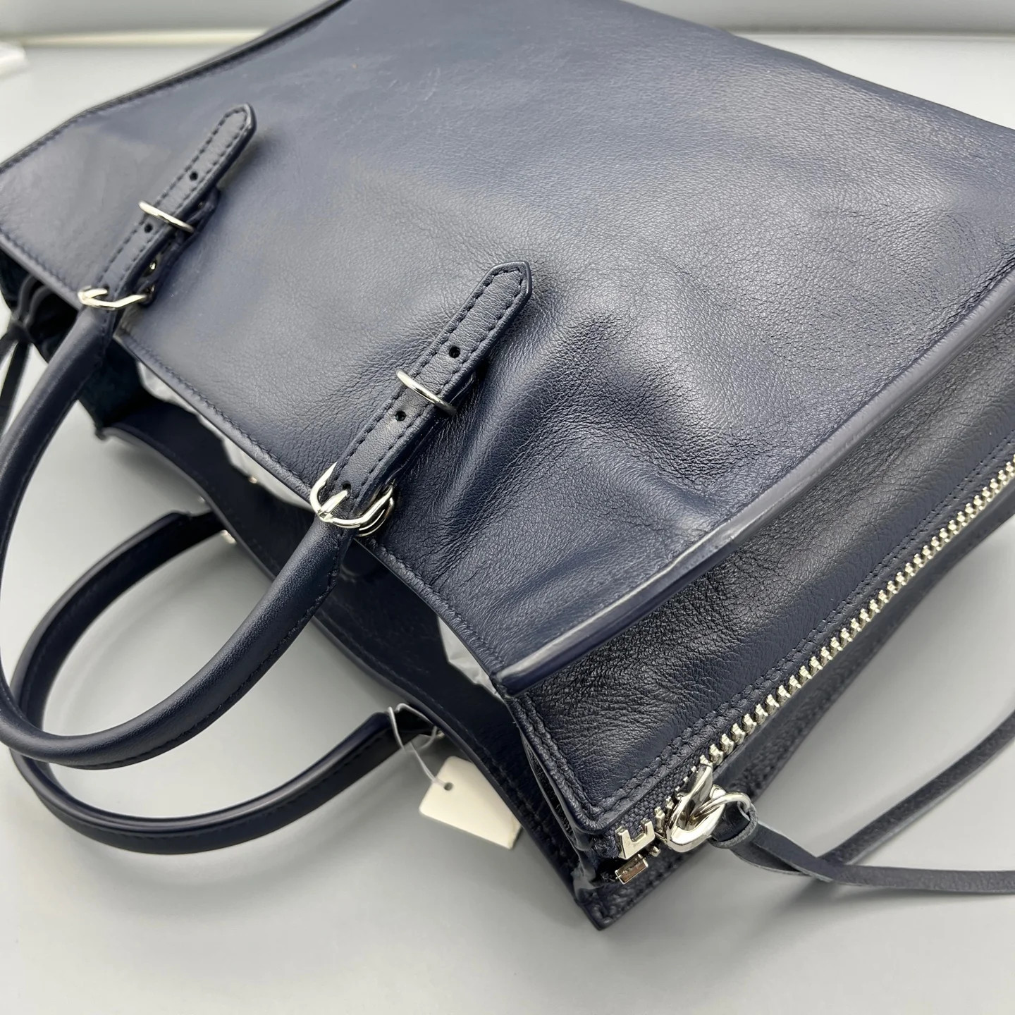 Balenciaga Studded Papier A6 Zip Around Tote Dark Blue Calfskin (ym051426d2r)