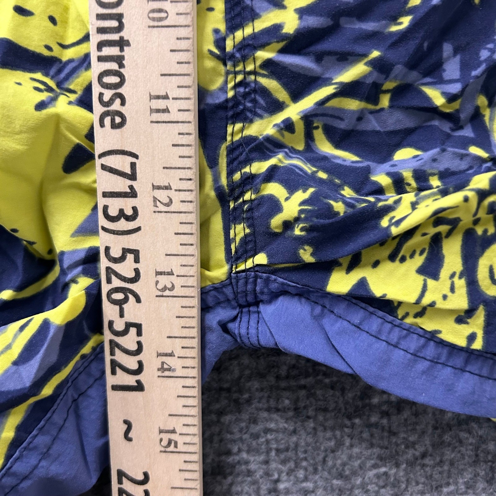Sand N Sun Swim Trunks Mens Size L Navy Yellow Hibiscus Floral Mesh Lined Beach