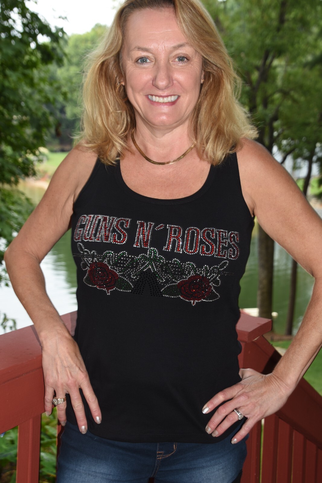 Guns N Roses rhinestone bling shirt or tank XS S M L XL XXL 1X 2X 3X 4X 5X roses