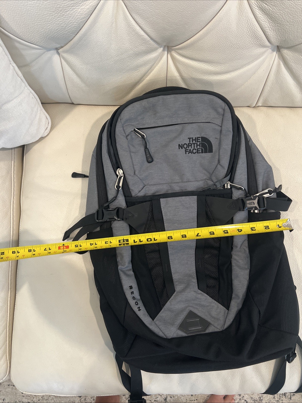 The North Face Backpack Black/Gray Router Transit Pockets RECON Zip Adjust Back