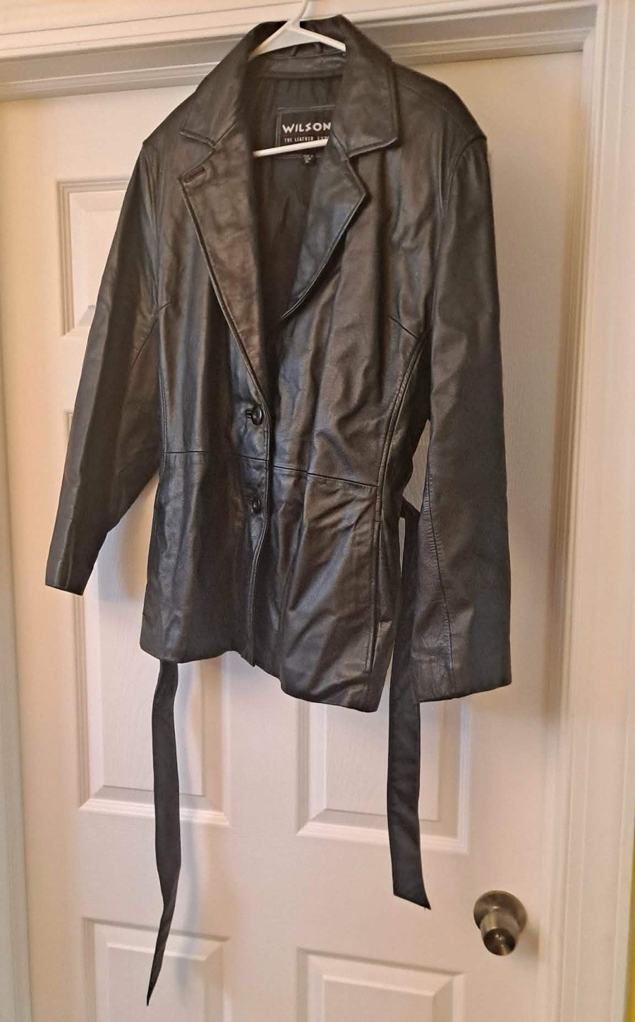 Wilsons The Leather Experts Black Belted Lined Jacket Women’s XL