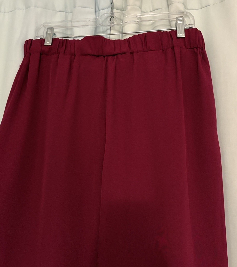 Harper And Gray Women’s Elegant Burgundy /dark Pink Wide Leg Lightweight Pants,L