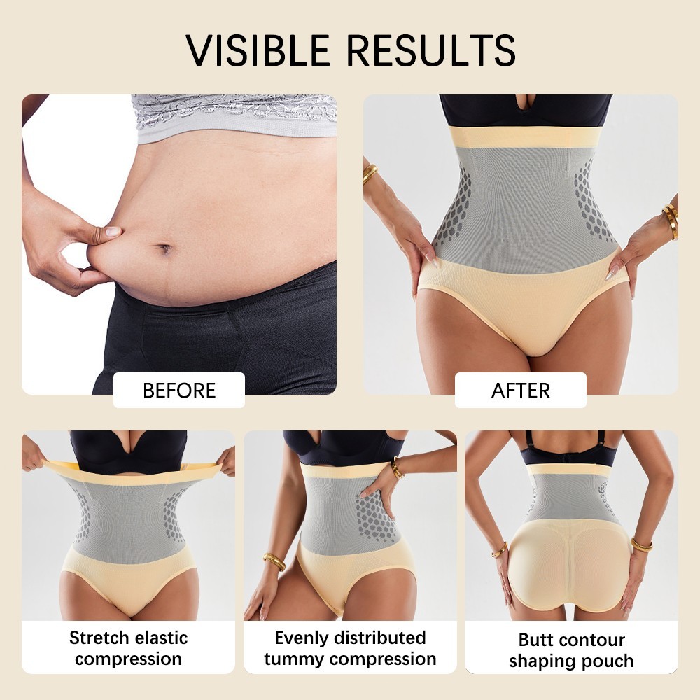 High Waist Tummy Control Briefs Honeycomb Compression Waist Trainer Shaper