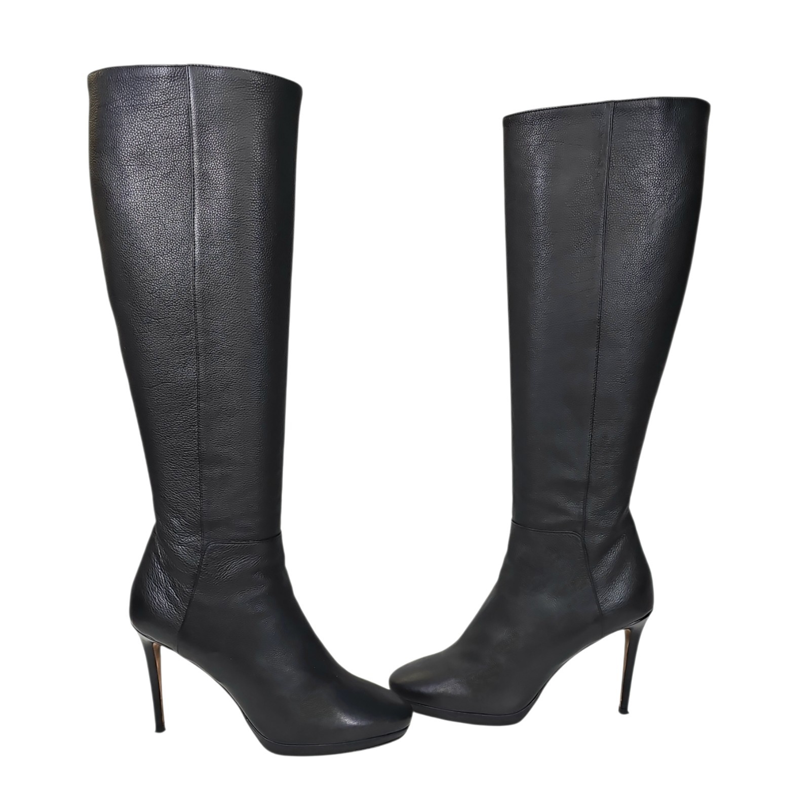 JIMMY CHOO Hoxton 100 Black Textured Leather Tall Boots 39 / 9 US