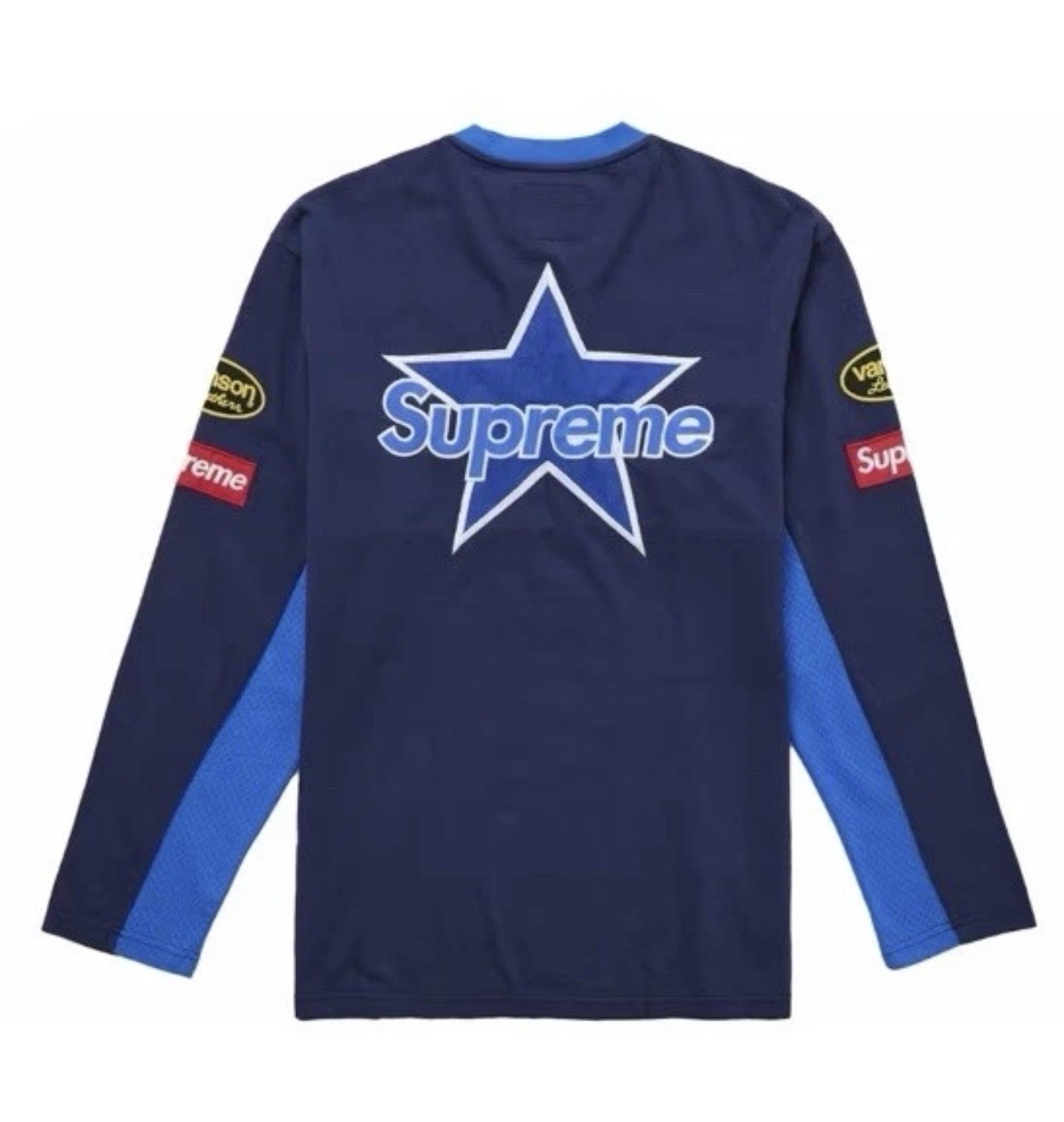 Supreme x Vanson Leathers Long Sleeve Top Navy Size XL (SS26) Patches Embroidery