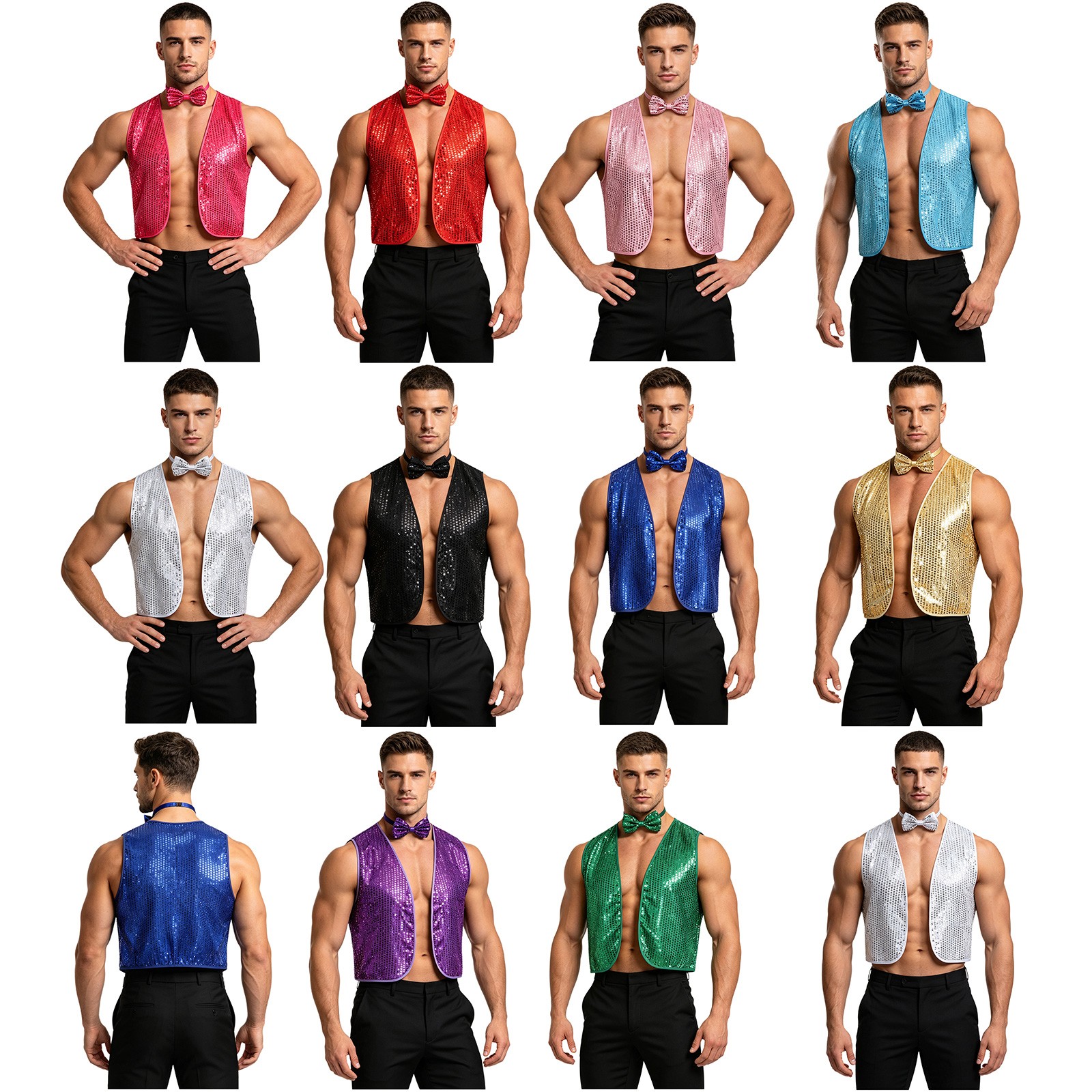 Men Vest Show Hippie Clothes Cardigan Waistcoat Streetwear Set Carnivals Dance