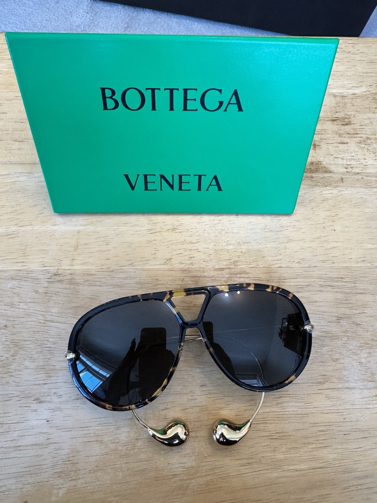 BOTTEGA VENETA BV1273S drop aviator sunglasses unisex Lens brown tortoiseshell