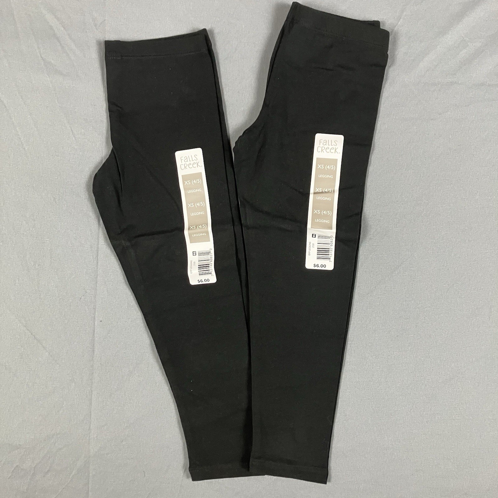Lot of 2 Falls Creek Girls XS (4-5) Leggings Black Stretch Casual