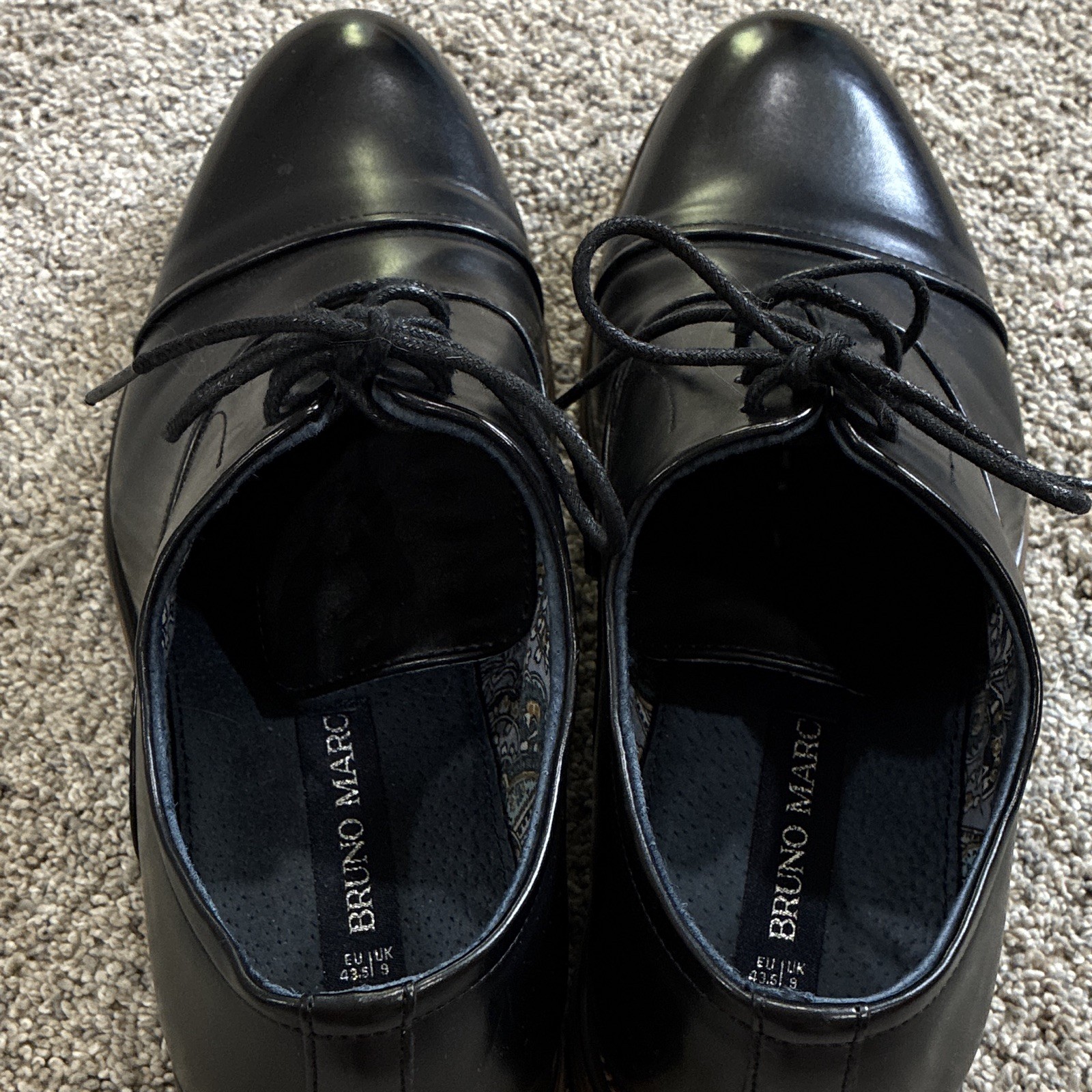 Bruno Marc Men’s Black Faux Leather Cap Toe Lace-Up Oxford Dress Shoes 10 M