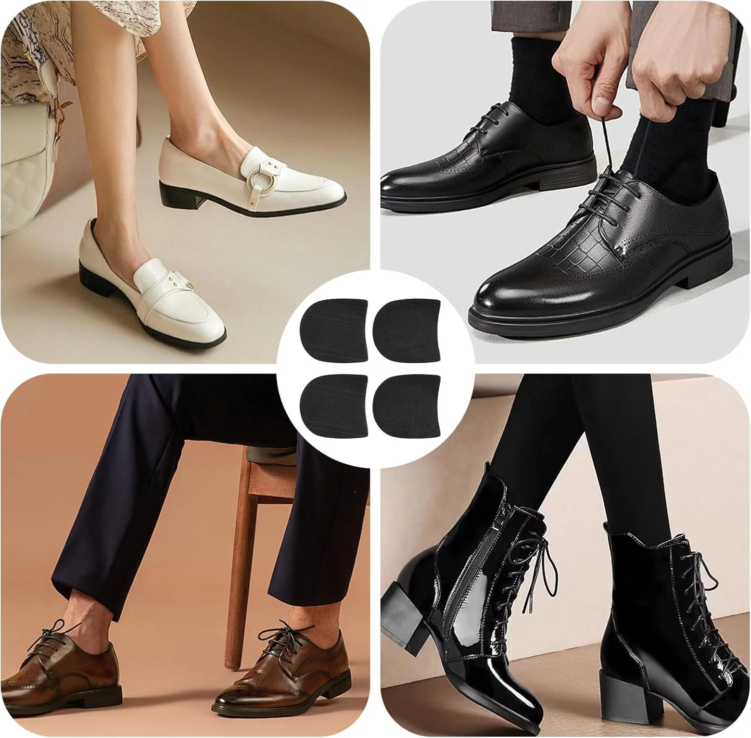 4 Pcs Boot Heel Caps, Black Shoe Repair Rubber Heels Protectors for Boots & Shoe