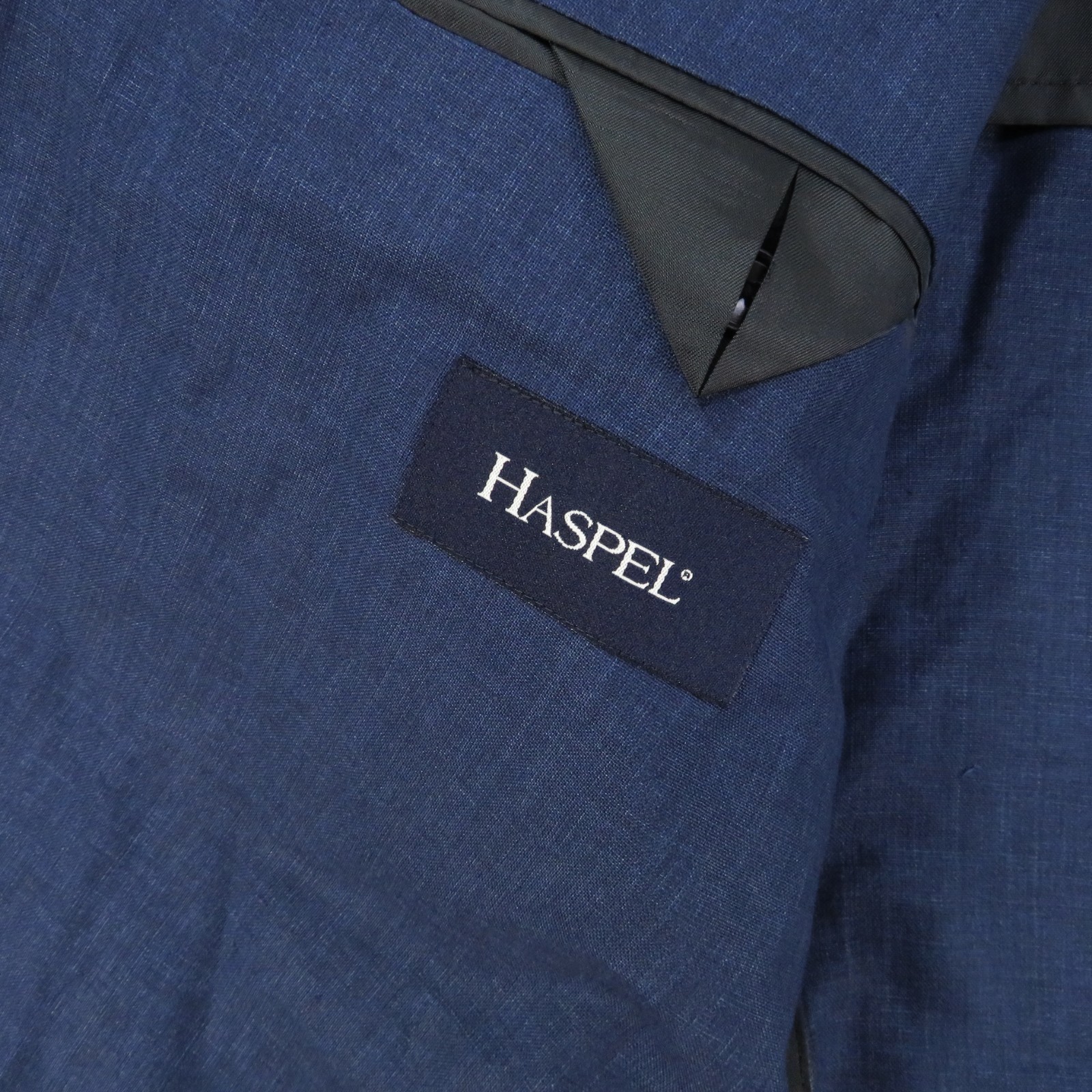 Haspel Blazer 46R 100% Linen Summer Unstructured Blue Sport Coat Jacket 1/2 Line