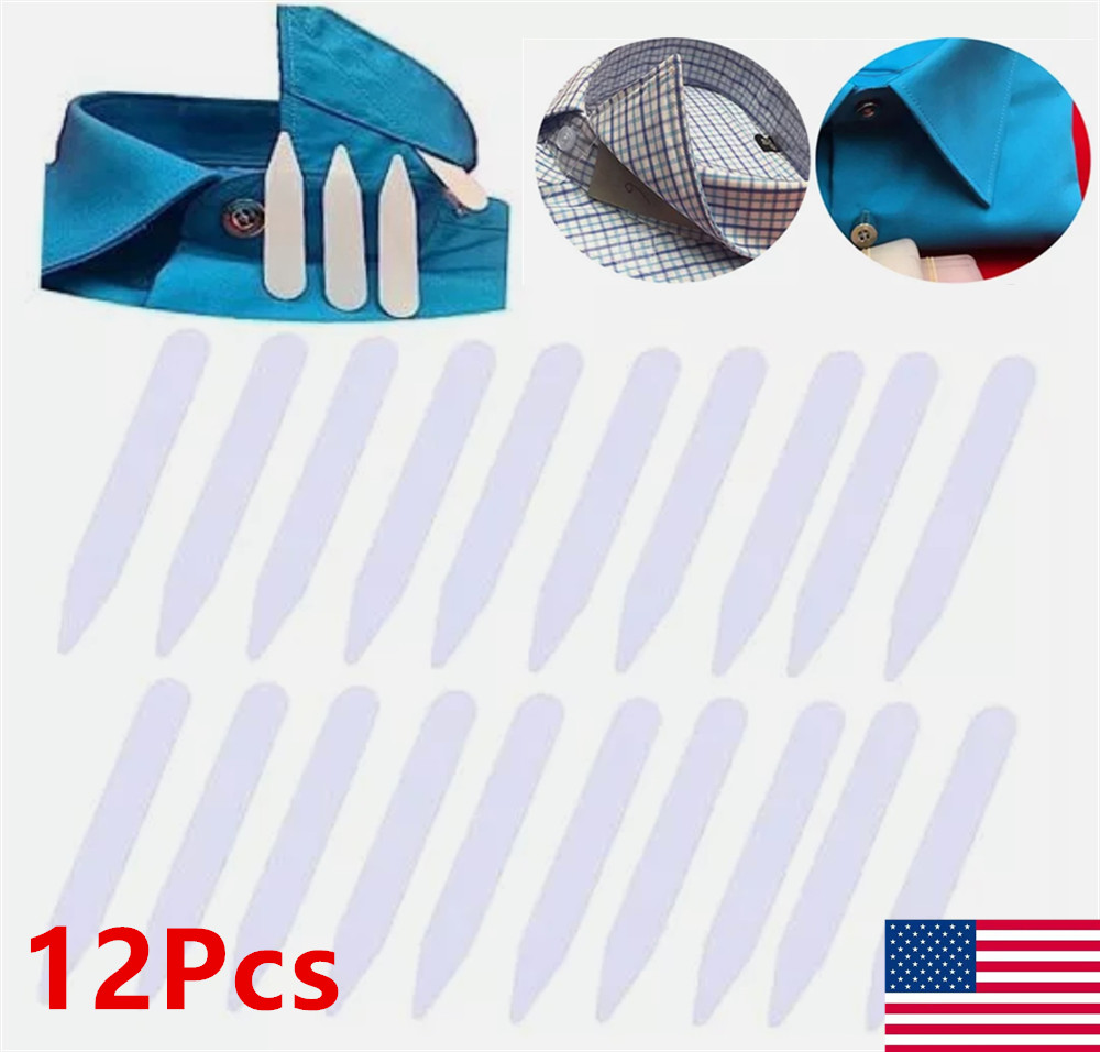 6 Pairs Plastic Collar Stiffeners Stays Bones Set For Dress Shirt Collar US