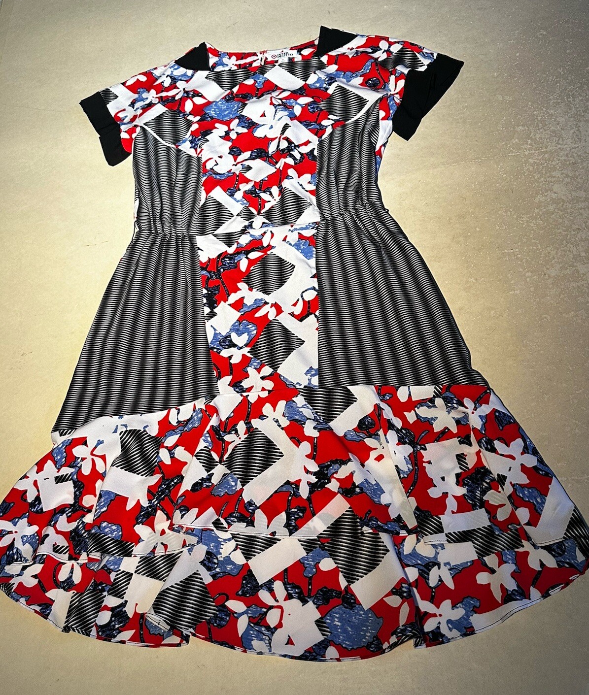 Peter Pilotto Womens Abstract Floral Stripe S Sleeve Knee L Dress Sz 6 used