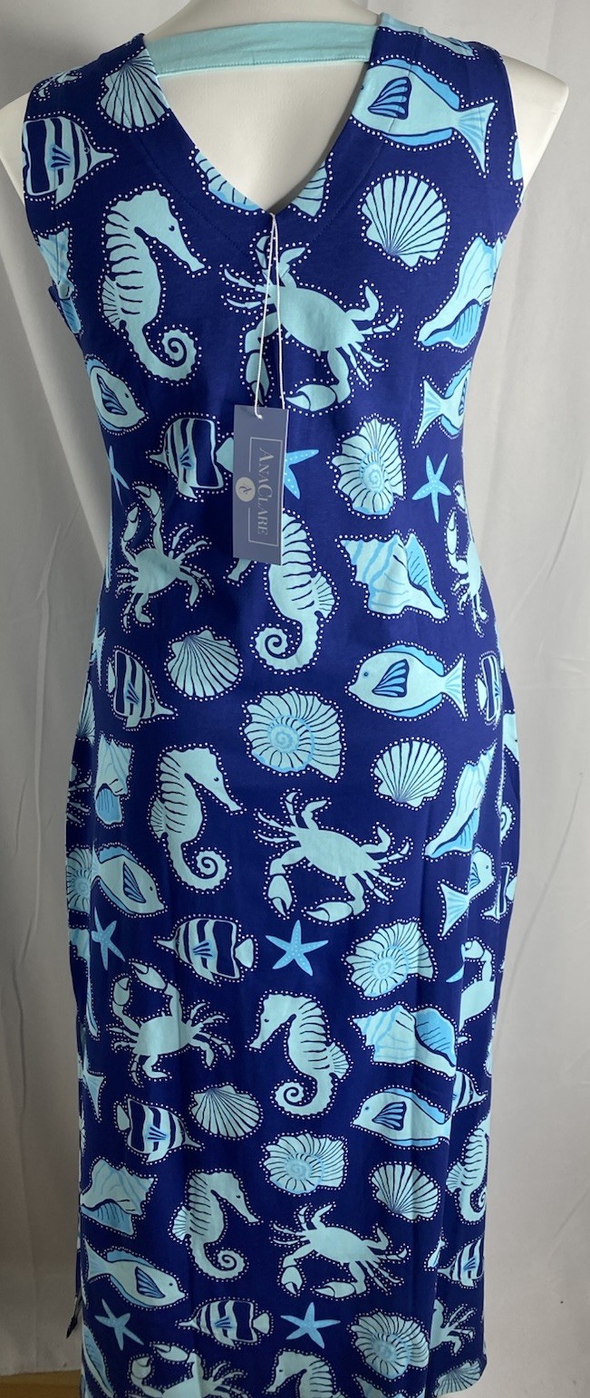 Ana Clare Emilee Sz L Waikiki Sea life print maxi dress NEW