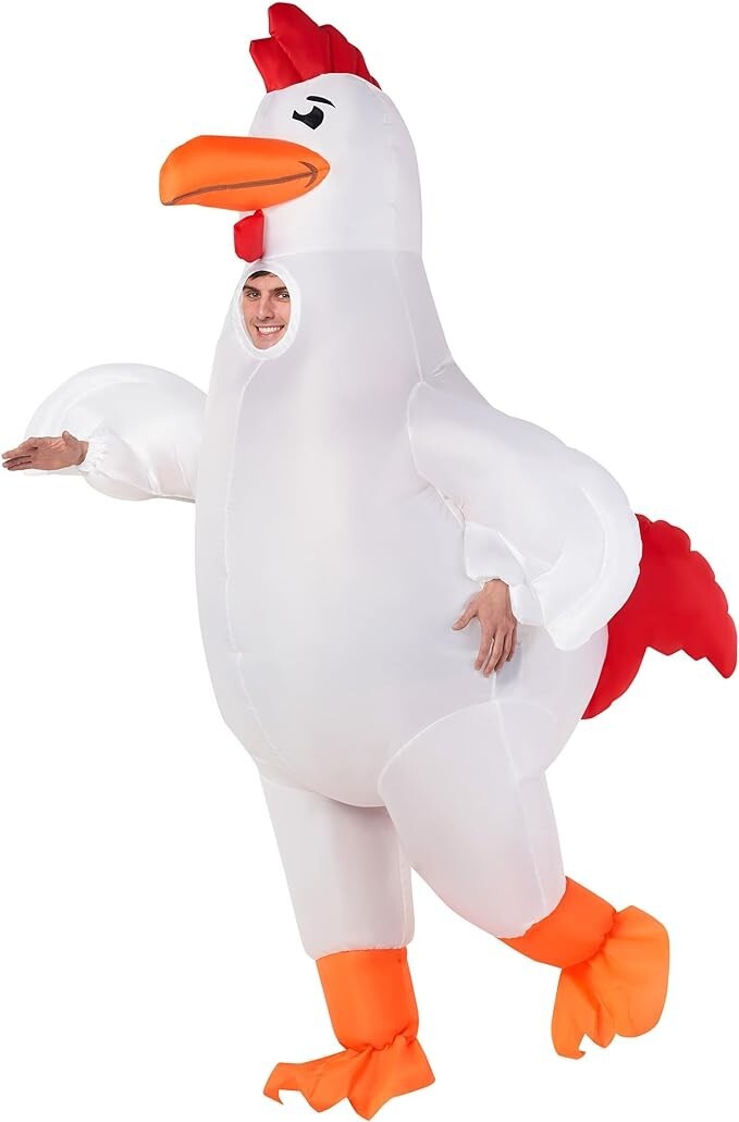 Giant Inflatable Chicken Costume Adult Funny Animal Blow Up Suit Halloween