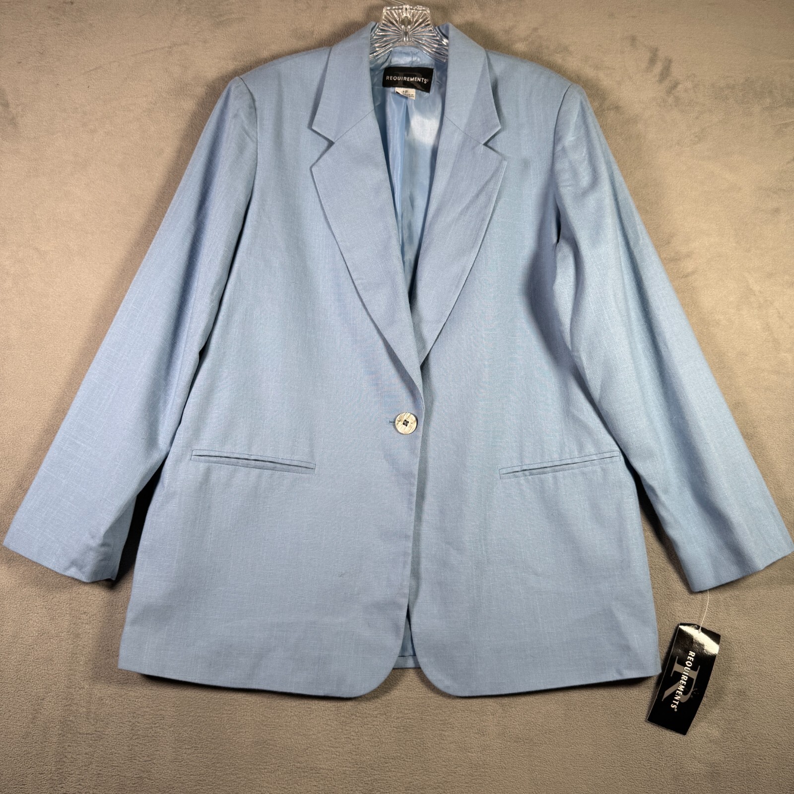 Requirements Blazer Womens 12 Light Blue Single Breasted Pastel Office NEW