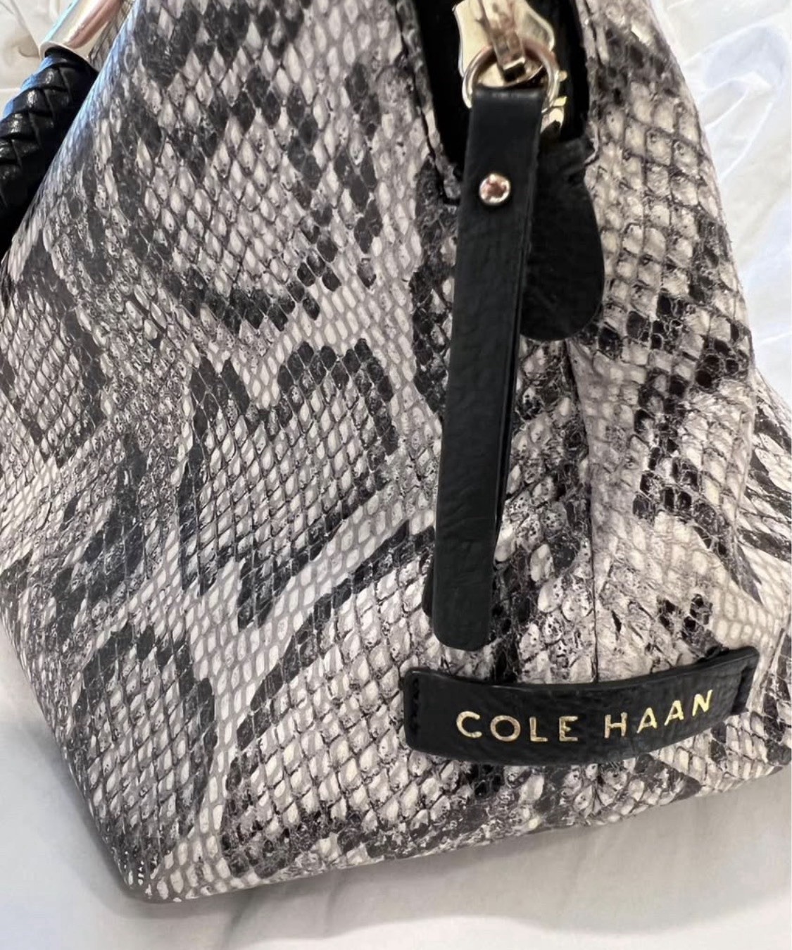 Cole Haan Grey and Black Snakeskin Handbag Purse