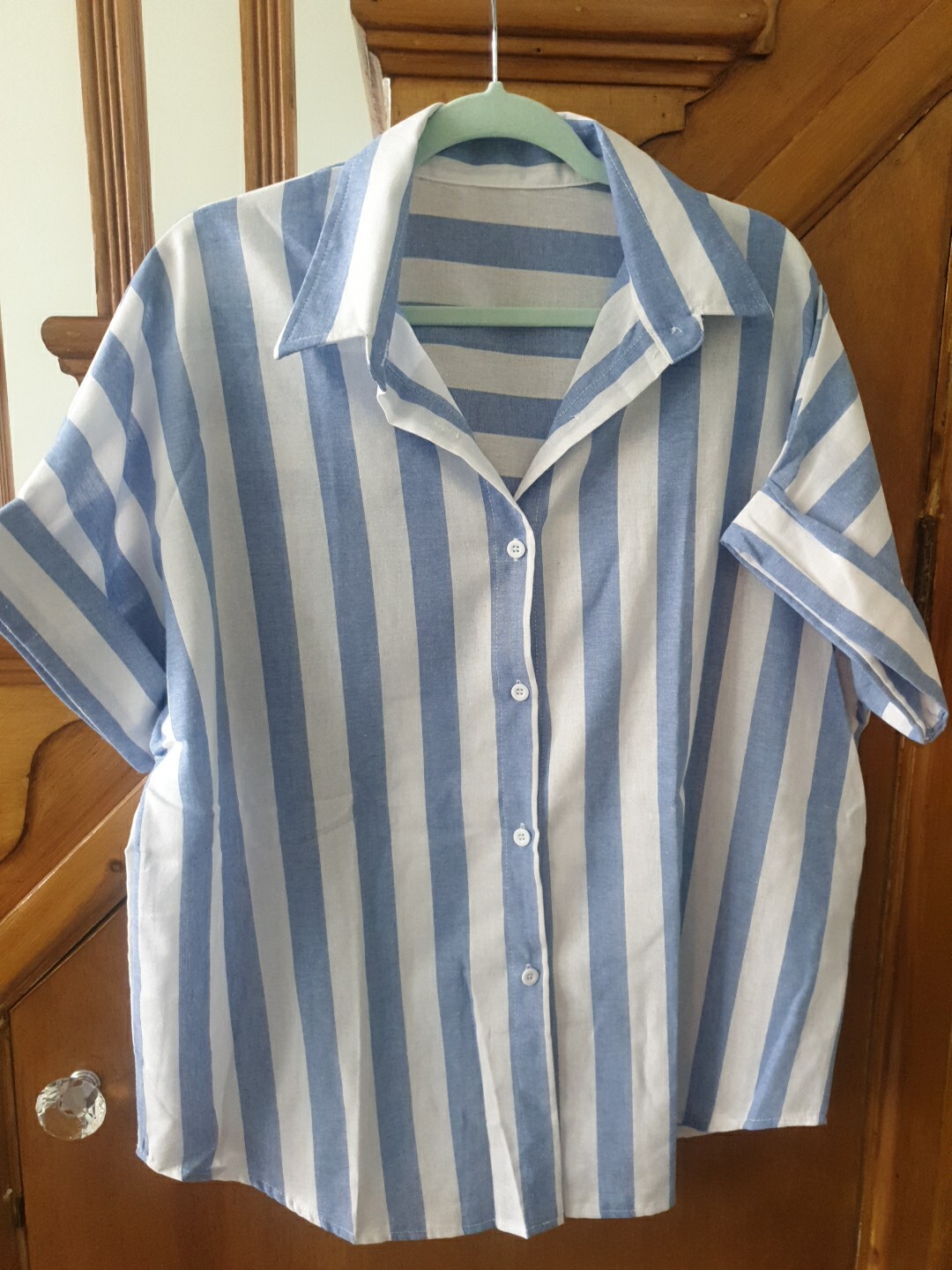 Button Up Blue Striped Shirt – Loose Casual Top – Size XXL/18 – BNNT- RRP £20.99