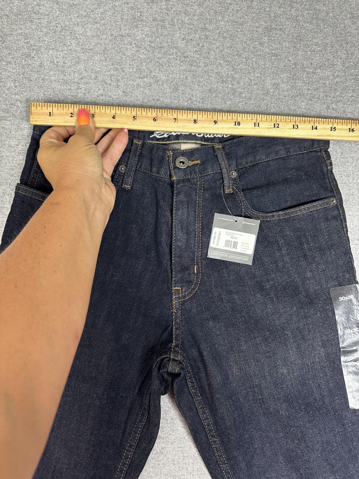 Eddie Bauer Jeans Mens 30×30 Blue Slim Straight Deep Rinse Stretch Denim NWT