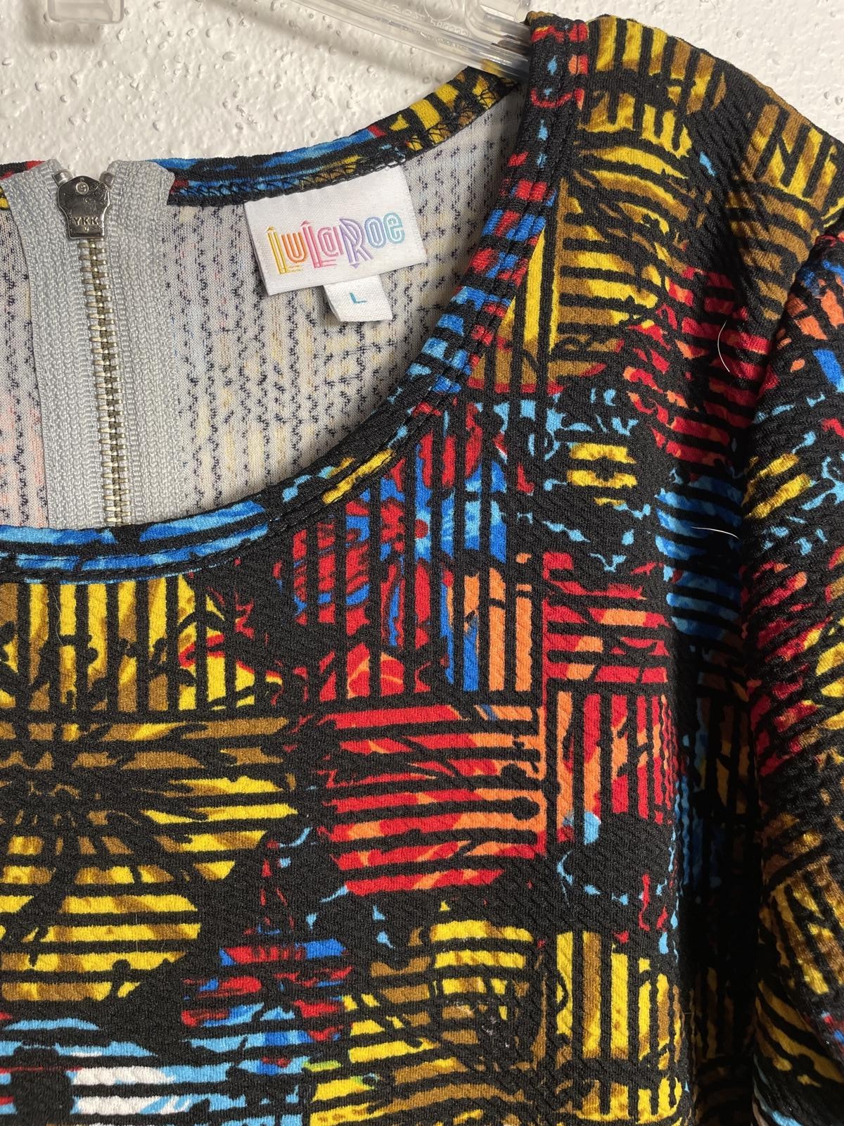 LuLaRoe Dress Mini Women’s Large Puff Shoulder Pleated Retro
