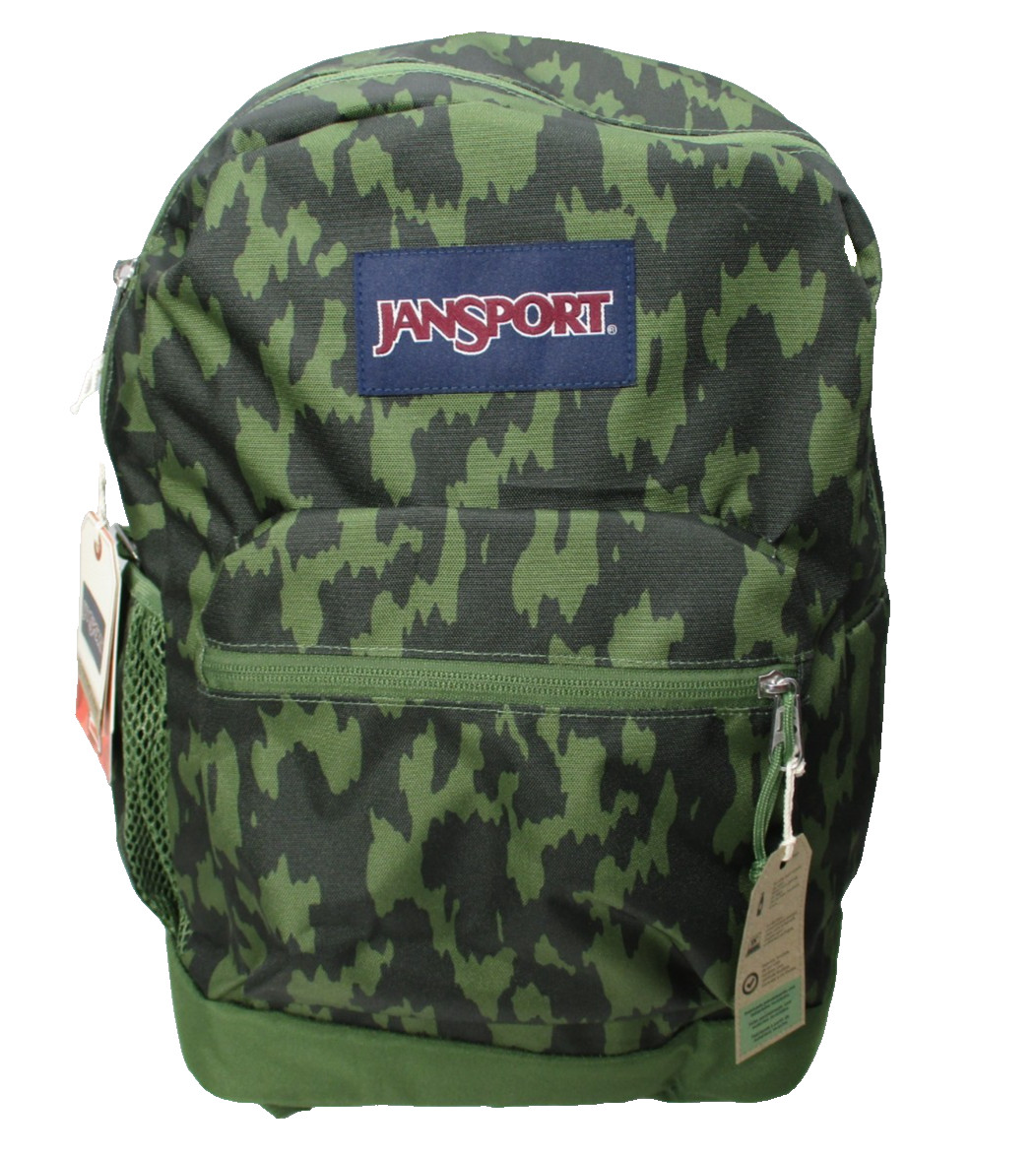 JanSport Green Camo Backpack Camping Hiking School Bag Hunting