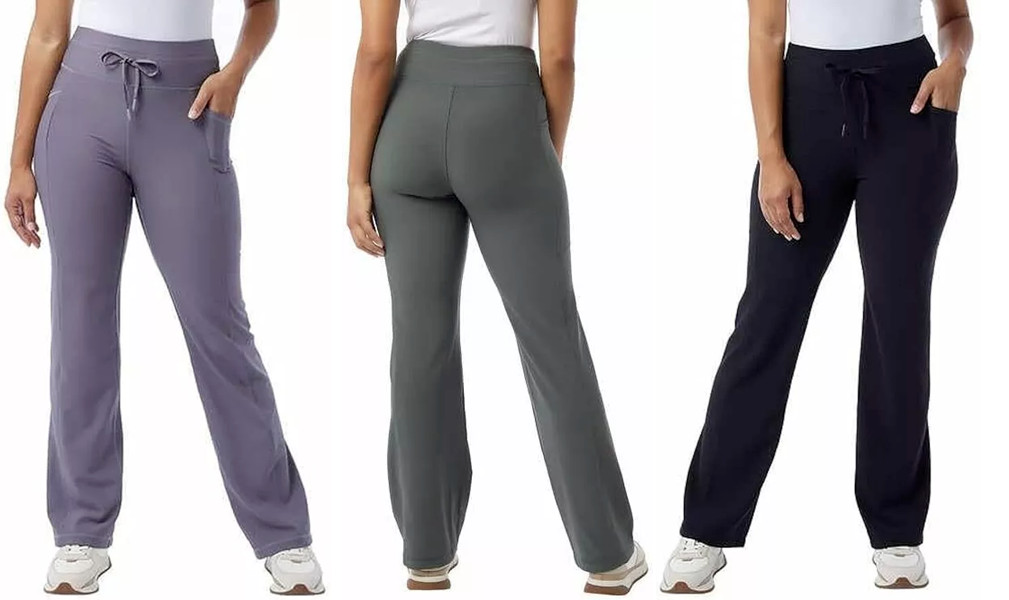 32 Degrees Women’s Wide Leg Ribbed Semi-Flare Yoga Pants