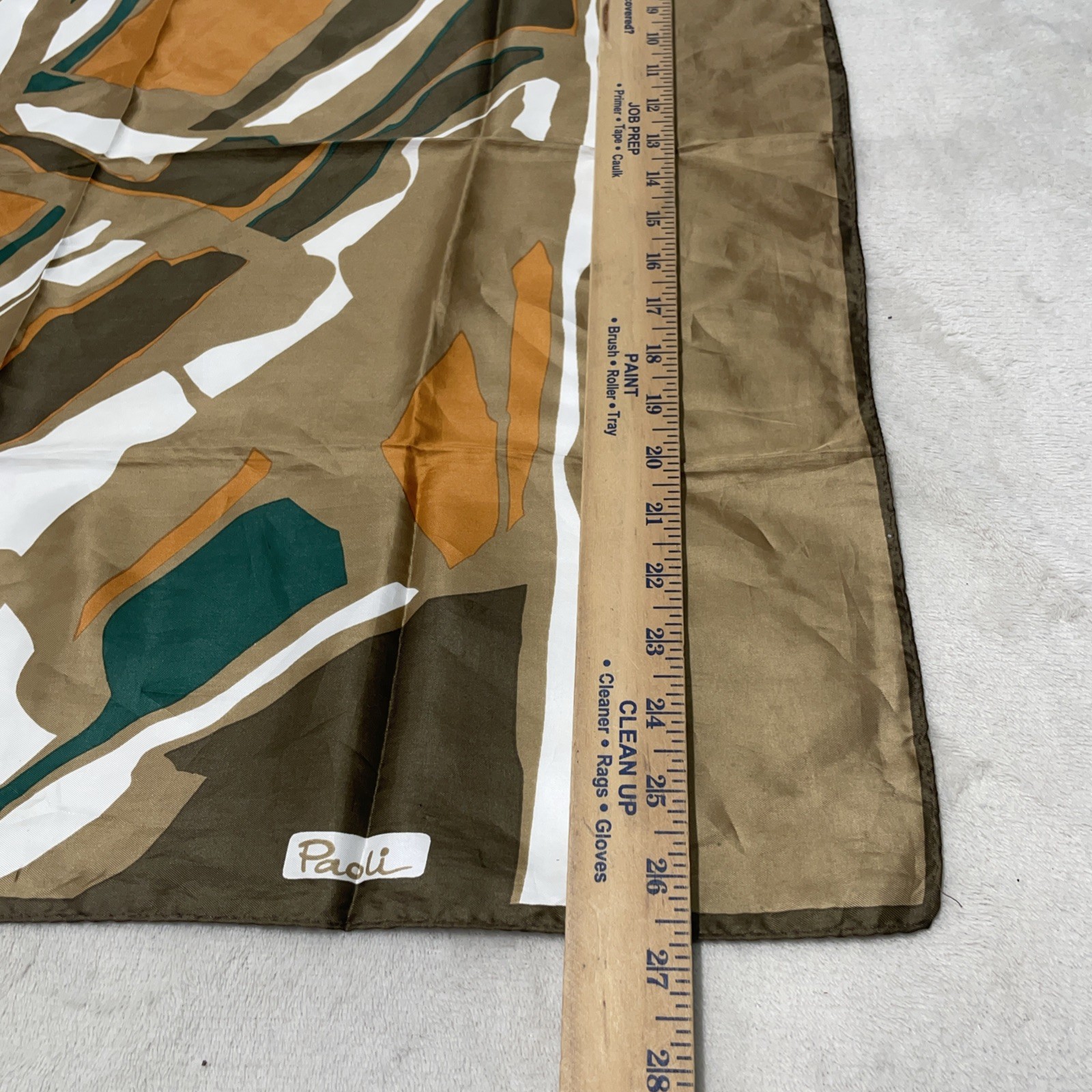 Vintage Italian Paoli Scarf Beige Brown Orange Abstract Retro MidMod Artsy **