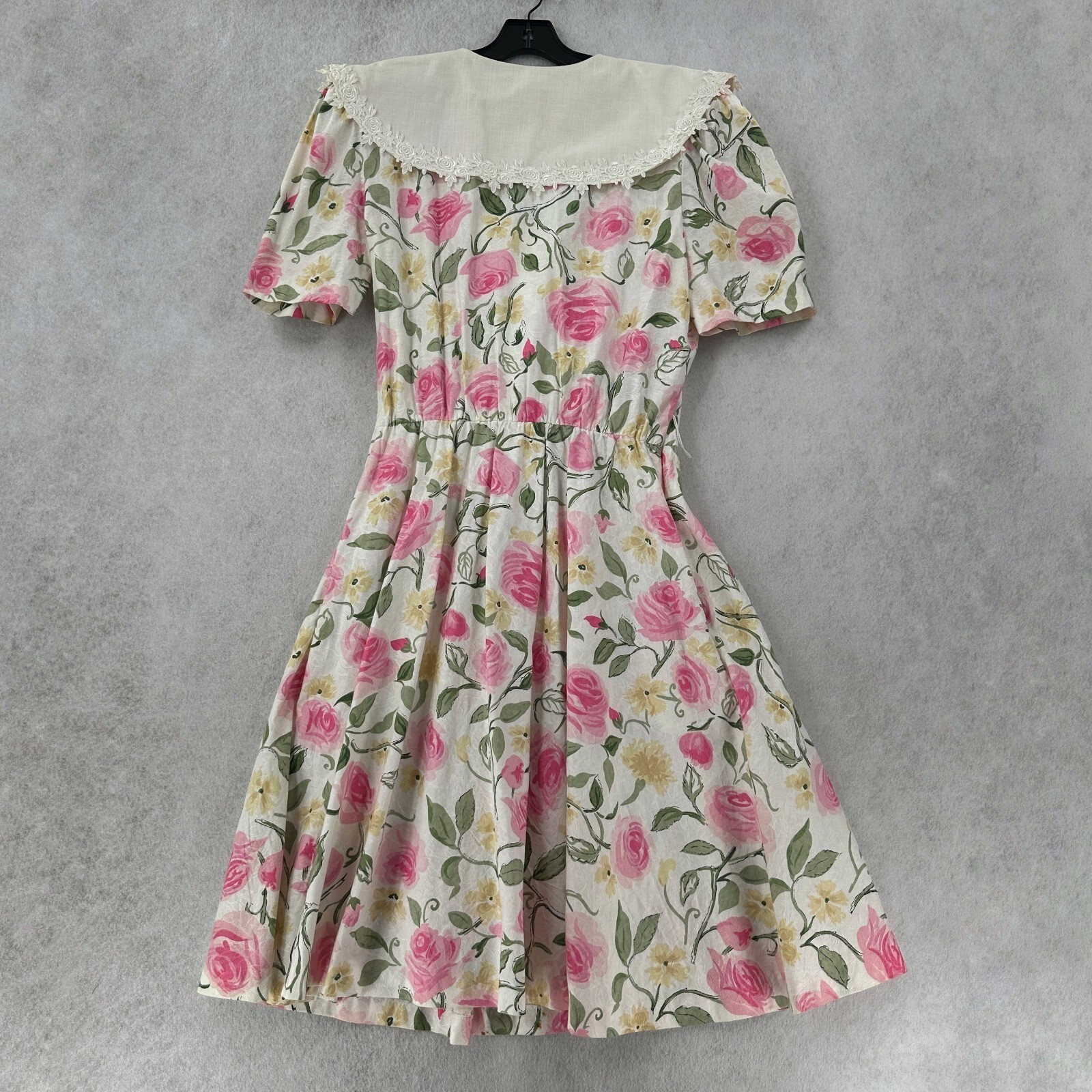 Vintage Melissa Midi Dress Size 18 Made in USA Bib Collar Cottagecore Modest