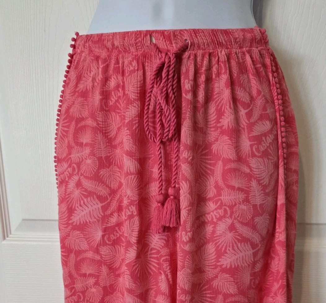 Disney Cruise Line Coral Leaf Wide Leg Elastic Drawstring Pants Sz XL