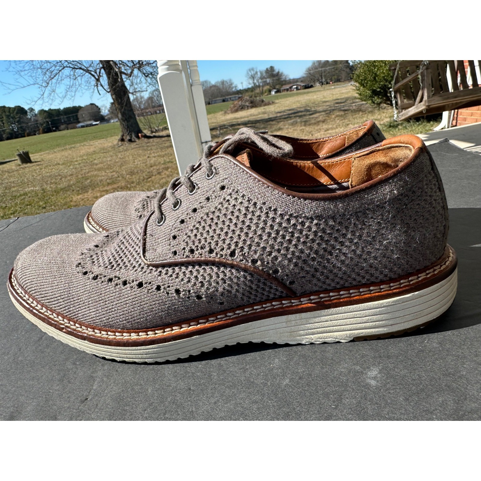 Johnston & Murphy McGuffey Knit Wingtip Oxford Grey Mens 9.5M 20-5368