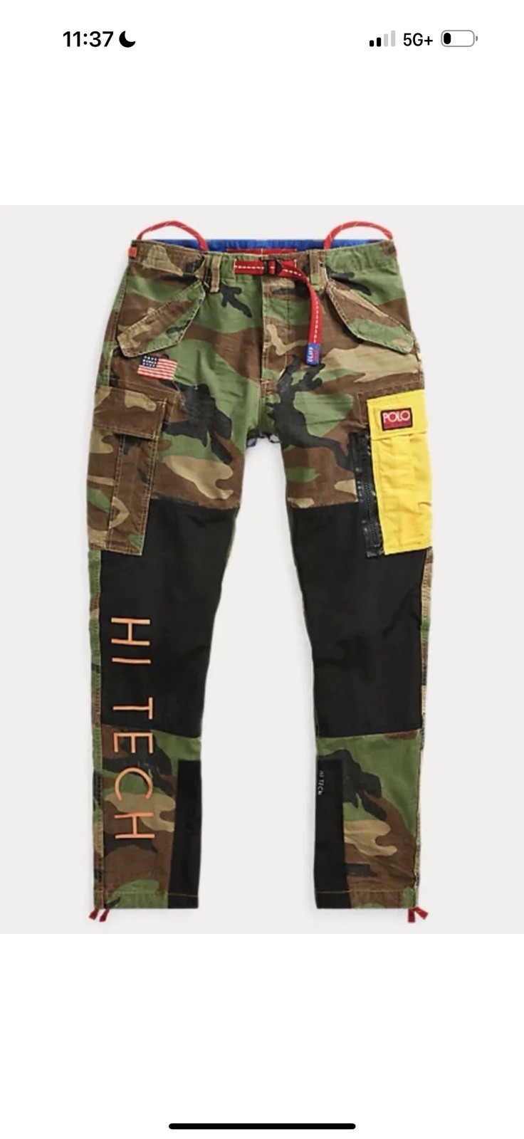 Polo Ralph Lauren Hi Tech Climb Camo Cargo Sportsman Snow Beach Pants Sz 42-34