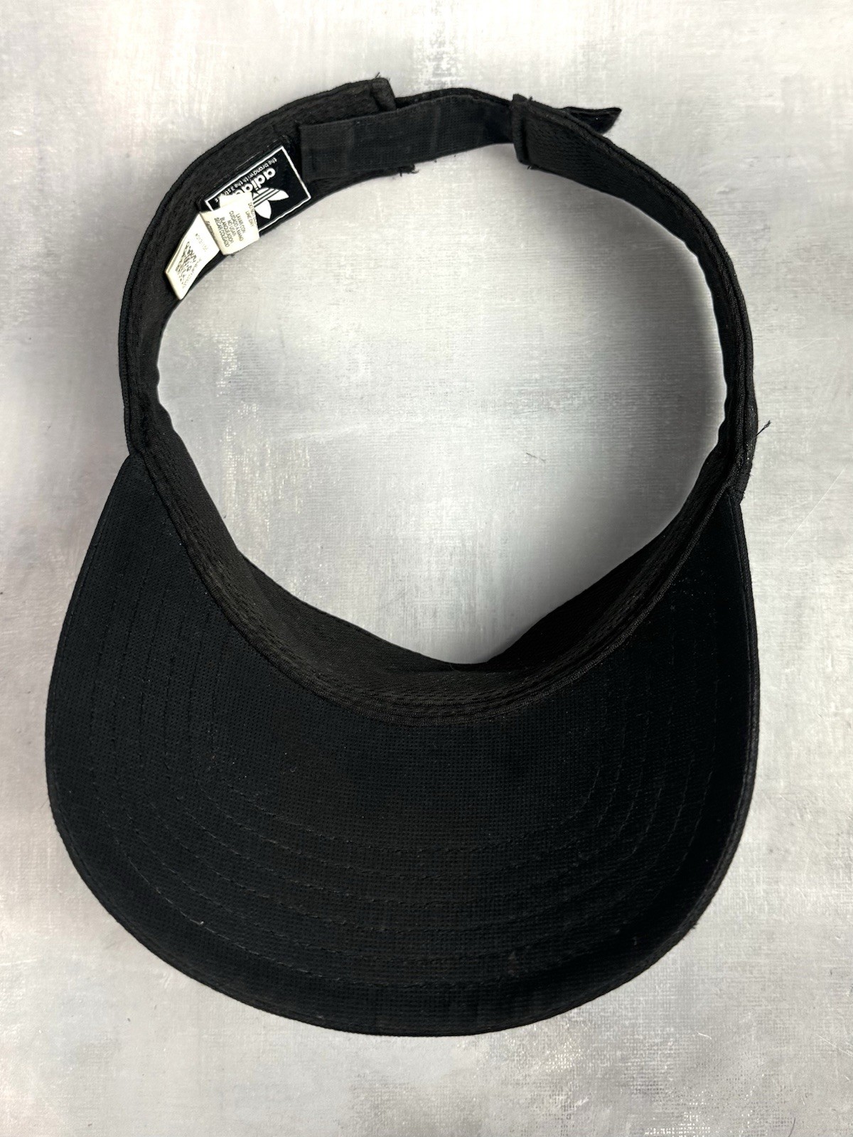 Adidas 3 Stripes Logo Adjustable Black Visor Tennis Golf Hat EUC 0005