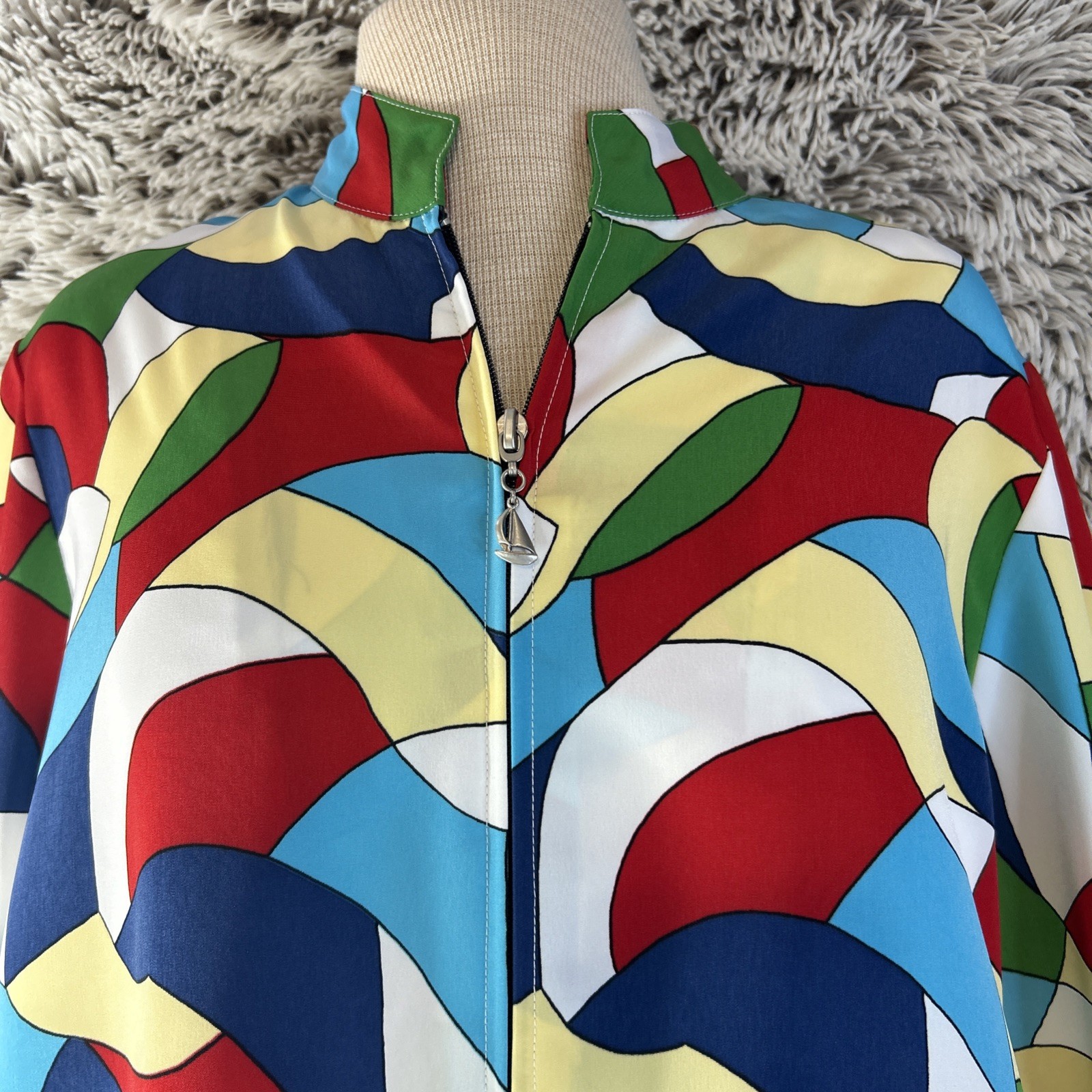 Colorful 90’s Bold Zip Up Lightweight Jacket Bomber Hip Hop Medium
