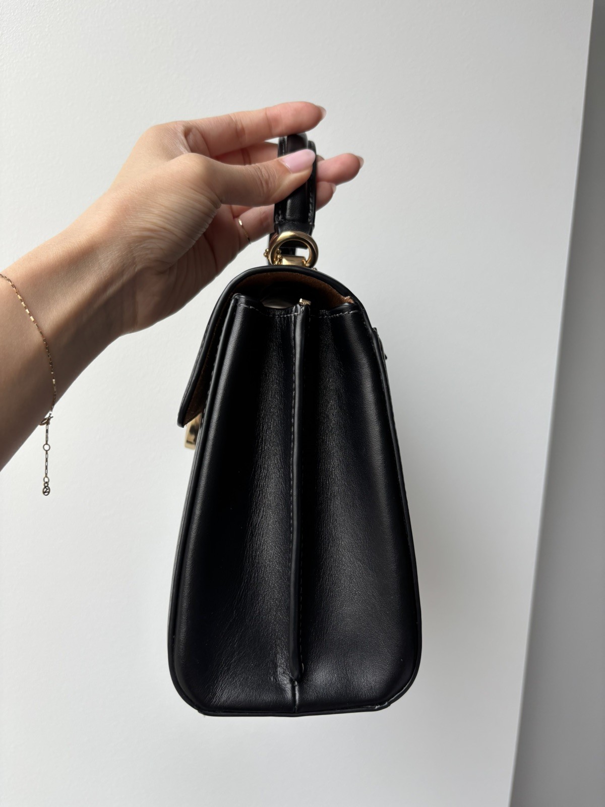 Authentic Coach Eliza Top Handle Bag Black Leather Handbag