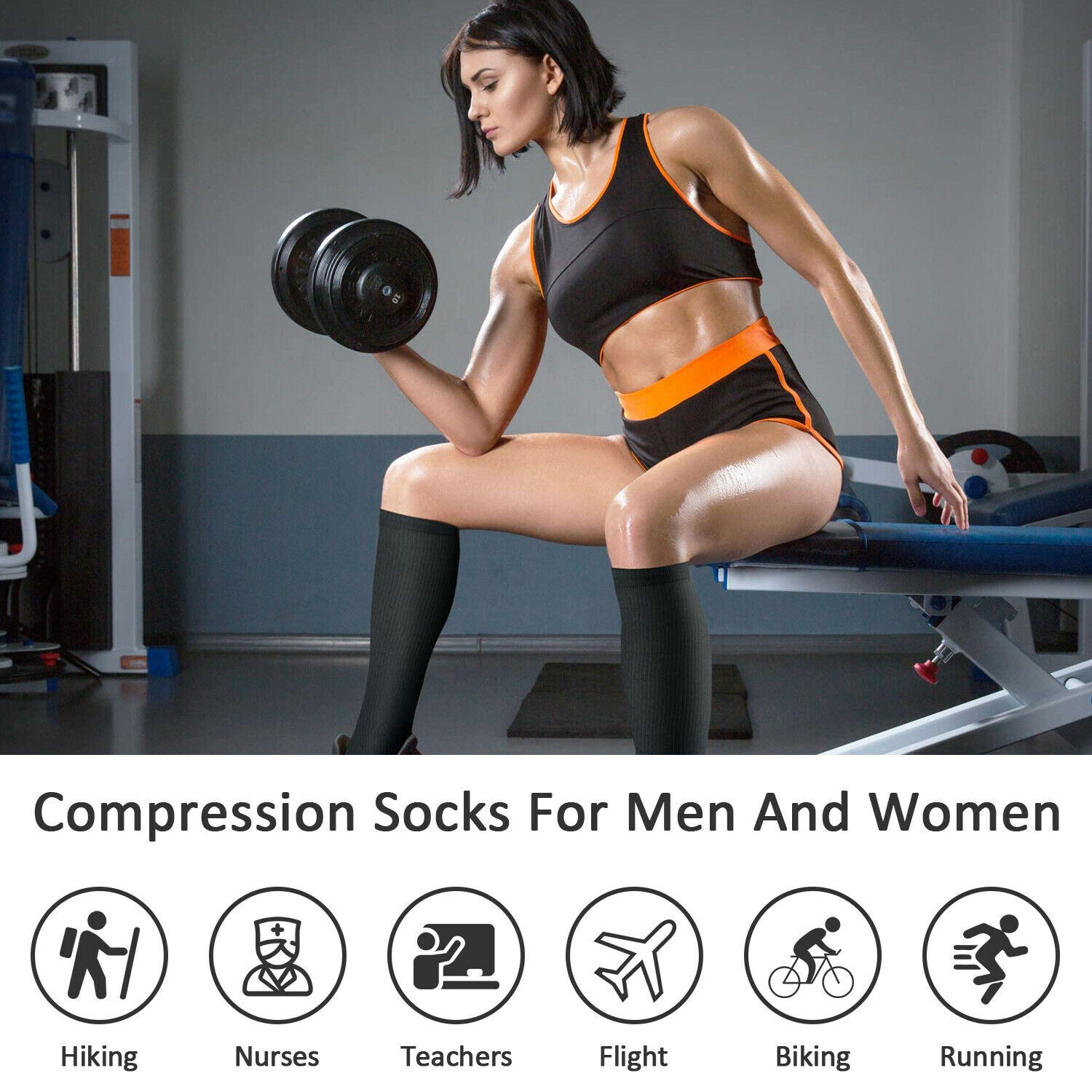 (6 Pairs) Copper Compression Socks 20-30mmHg Graduated Support Mens Womens S-XXL