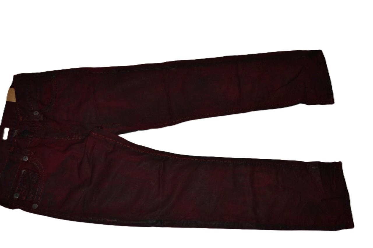 AUTHENTIC True Religion Ricky W/F Relaxed Straight Men’s Jeans BURGUNDY COATED