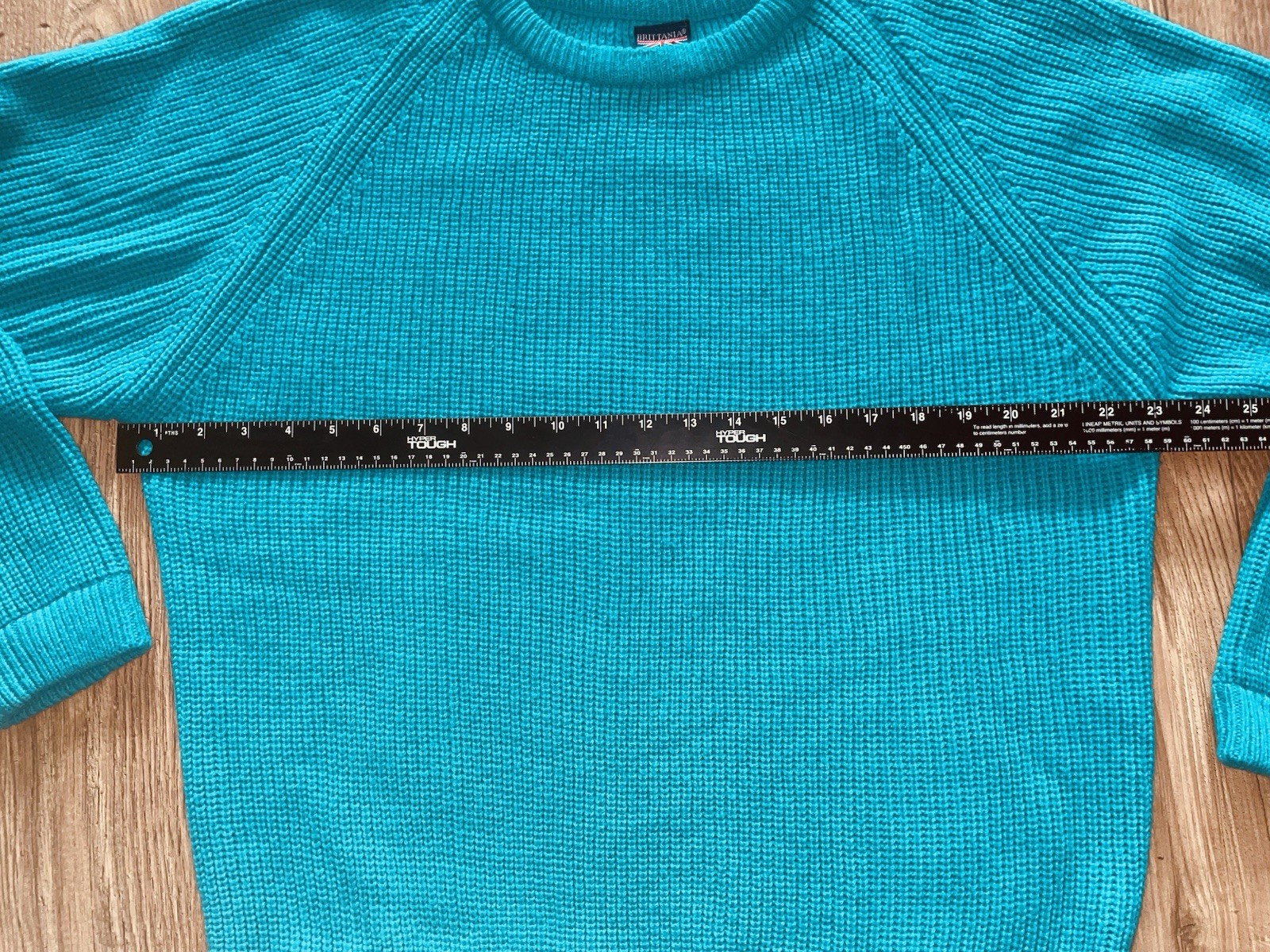 Vintage 80’s Brittania Long Sleeve Chunky Knit Shaker Sweater Teal Mens Sz Large