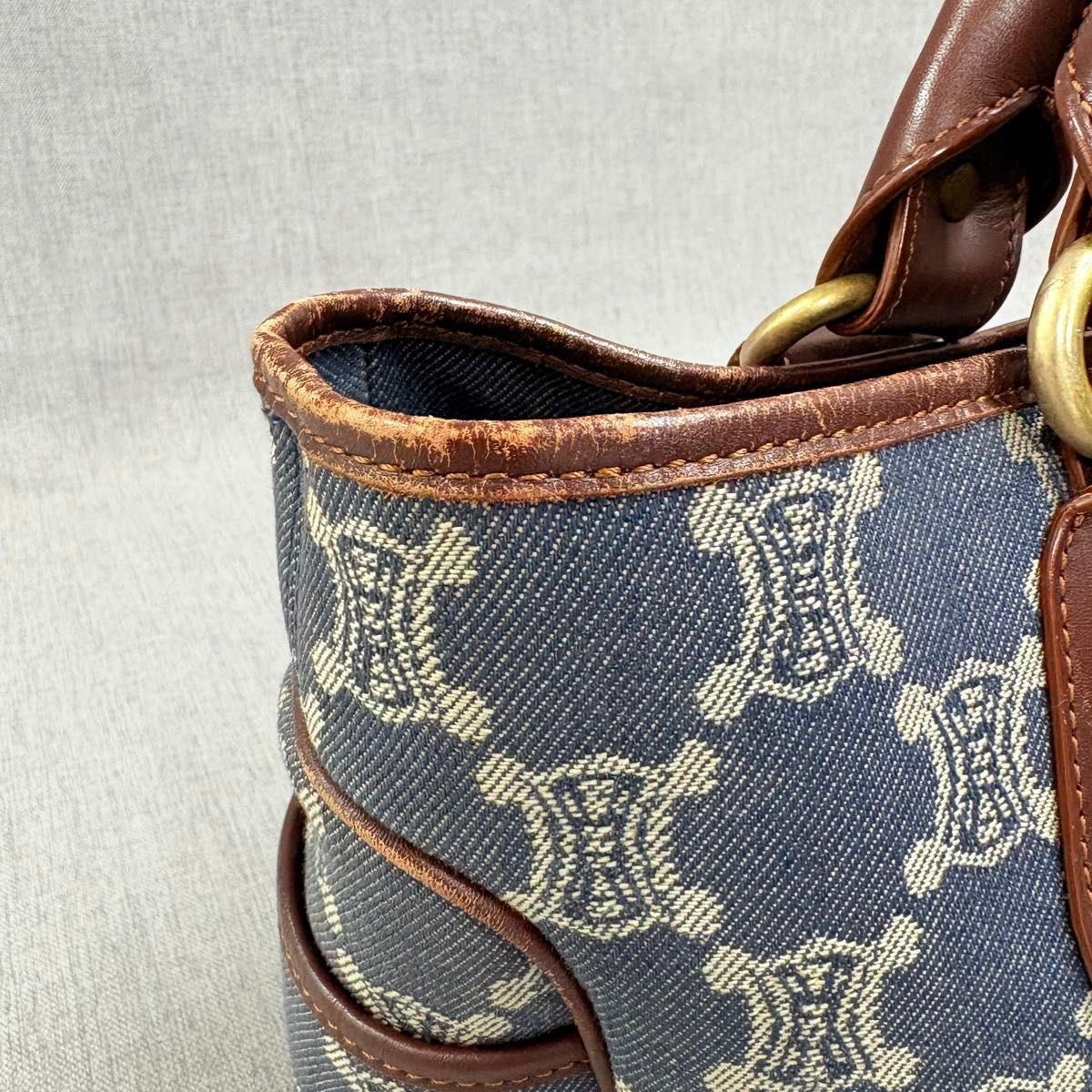 CELINE Boogie Bag Trionf Denim Handbag Canvas Blue Authentic