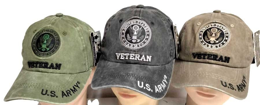 U.S. Army Veteran Emblem COTTON TWILL (KHAKI BROWN) EMBROIDERED Cap Hat LICENSED