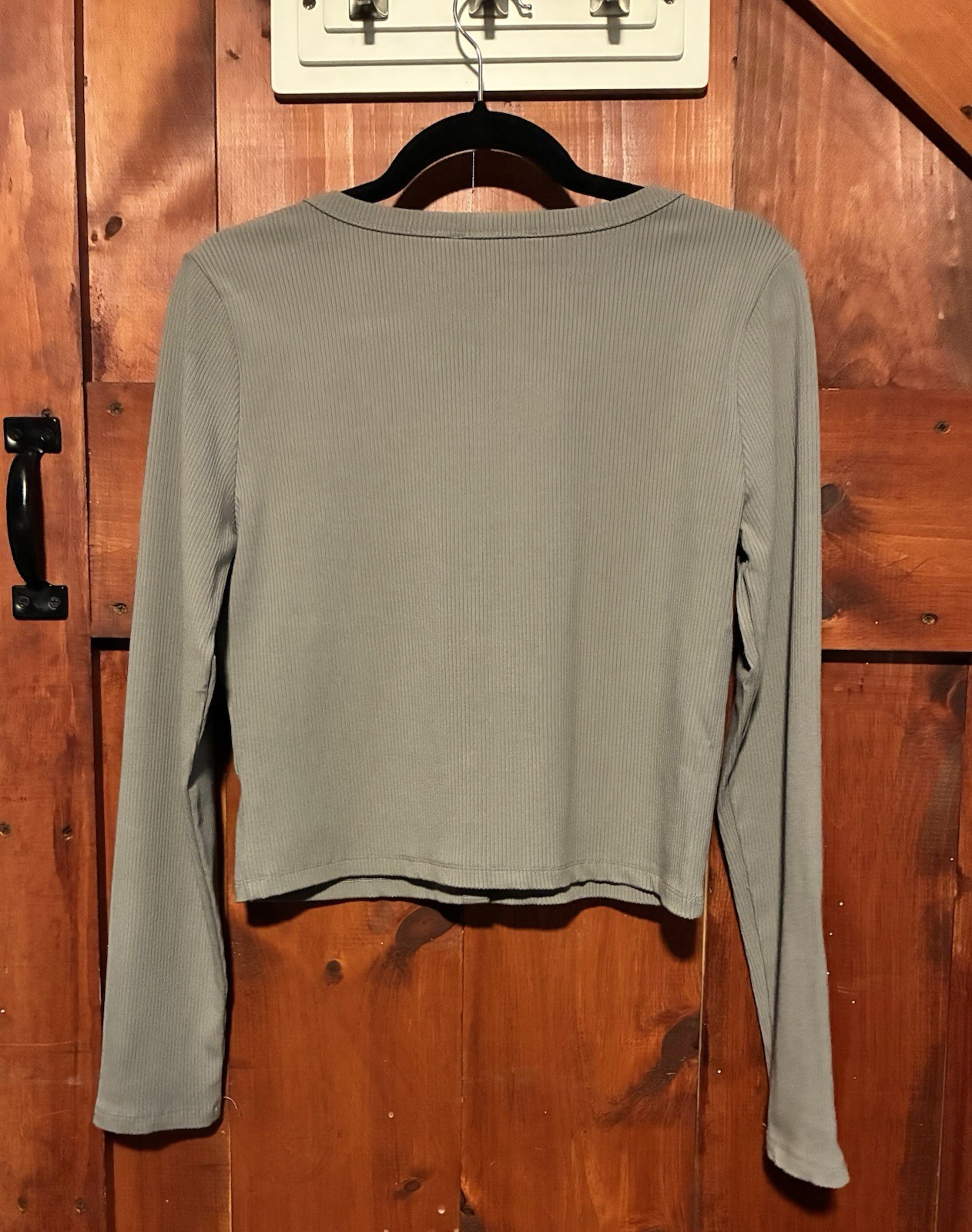 Forever 21 Gray Ribbed Knit V-Neck Button Front Cropped Cardigan XL