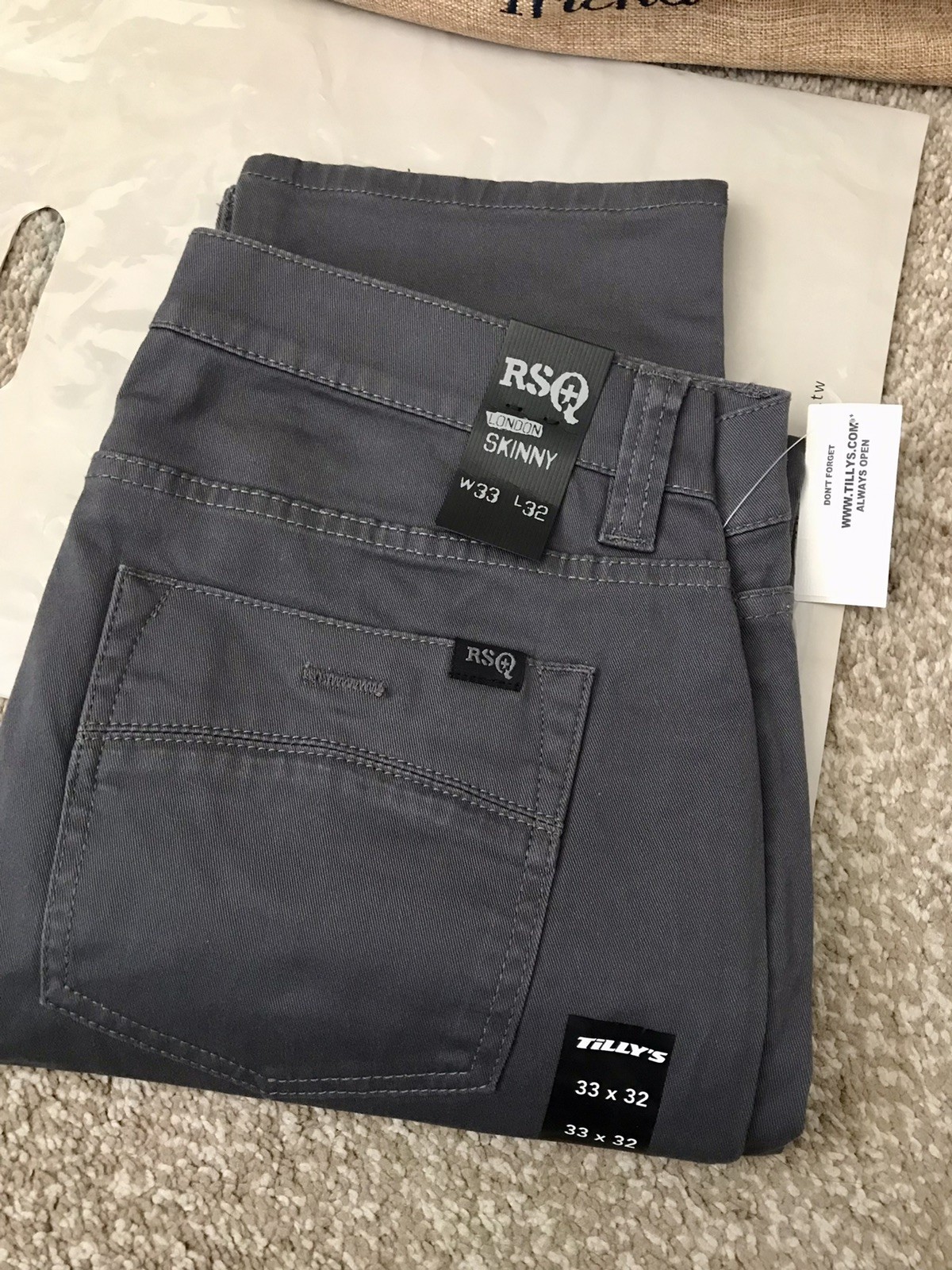RSQ Gray London Soft Skinny Stretch Jeans Men W33xL32