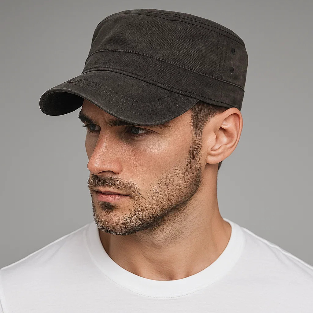 Waxed Canvas Cotton Military Caps Men Waterproof Cadet Army Cap Unique Design
