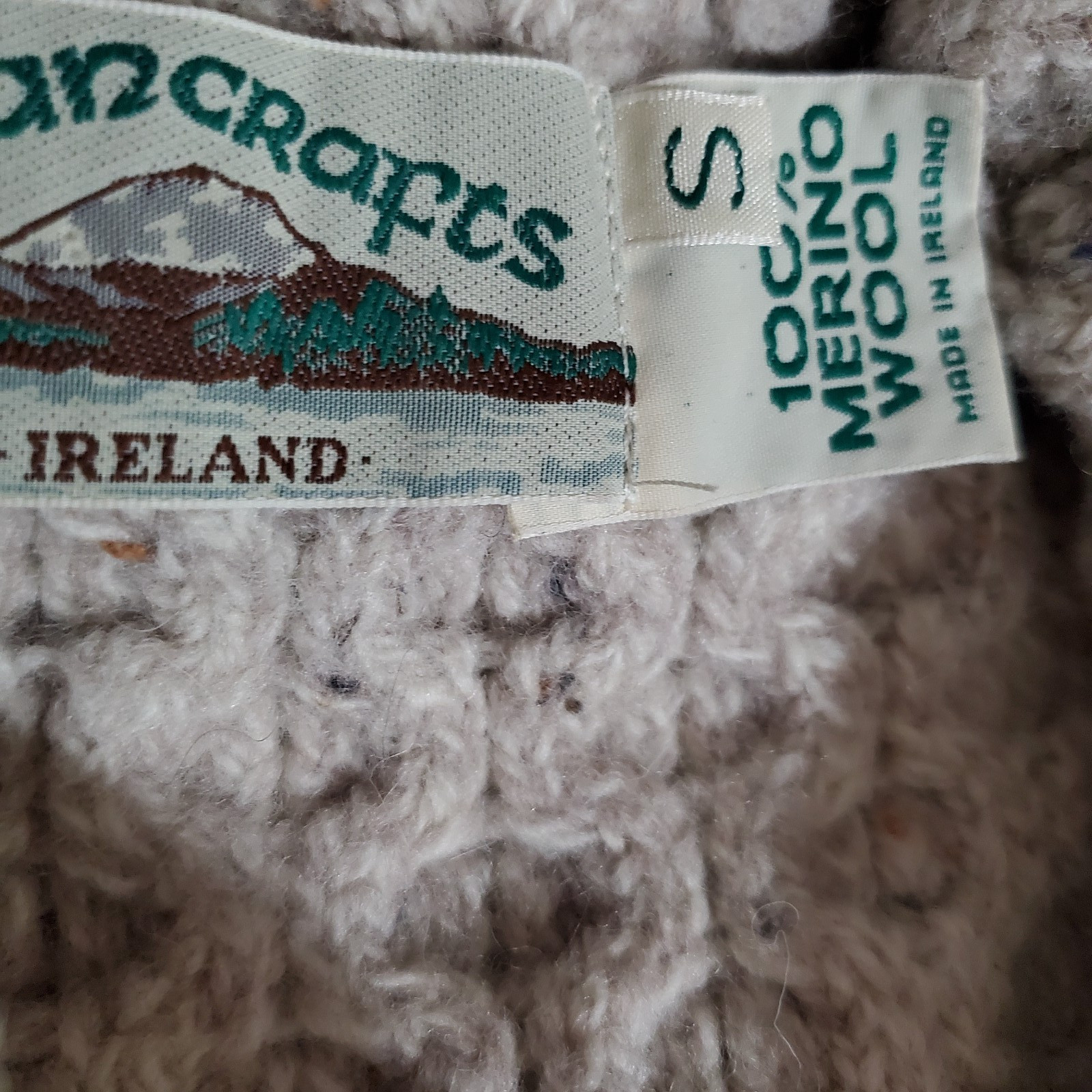 Aran Crafts Ireland Merino Wool Cable Knit Sweater Coat Single Button Womens S