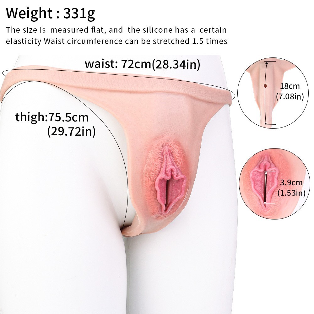 Silicone Penetrable Fake Vagina Thongs Hip Enhancer Panties For Crossdresser