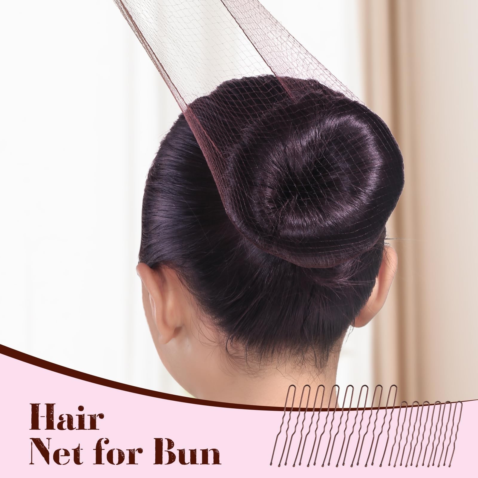 Hair Bun Maker Set – Donut Bun Tool, Bobby Pins, Hair Wax Stick & Net, Dark Brow